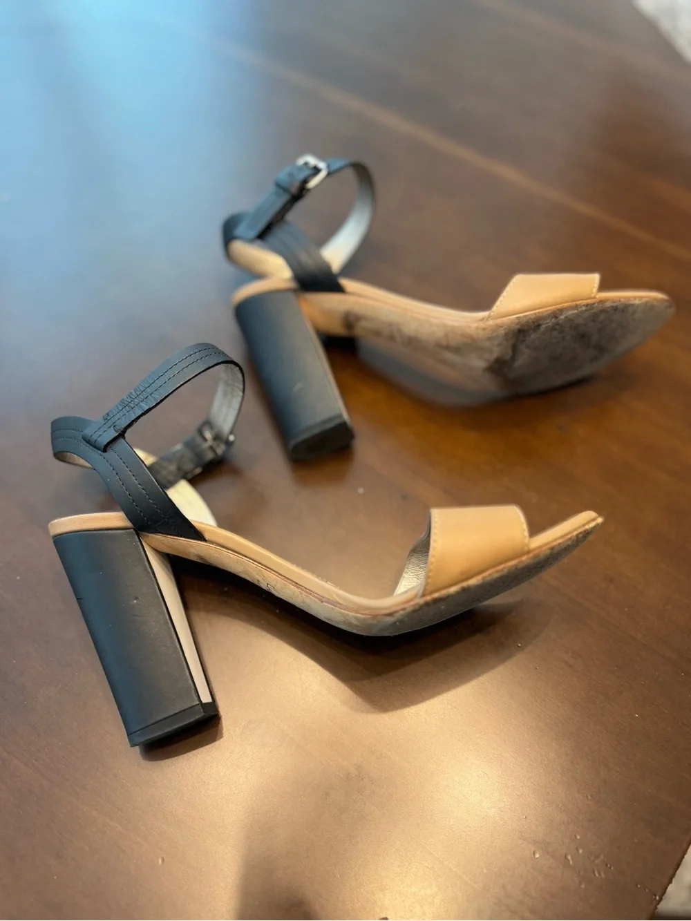 Lanvin Two-Tone Ankle Strap Sandals in Tan and Black - Picture 3 of 4